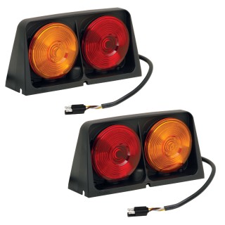 Wesbar Left + Right Ag Dual Tail Light Kit – Red/Amber with Molded Tri-Plugs Wesbar Dual Left and Right Agricultural Tail Light Kit Red Amber with 3-Wire Plug