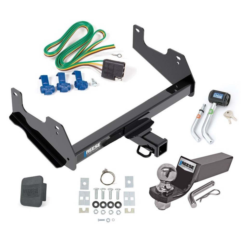 Custom Fit Trailer Hitch Wiring Harness (Requires Splicing) 2" Drop Ball-Mount w/ Pin/Clip 2" Chrome Ball Security Lock Pin Rubber Hitch Plug Cover Installation Hardware Installation Instructions 84136 78058 21536 7054430 7000600 Reese Trailer Reese Trailer Tow Hitch For 15-23 Ford F-150 Deluxe Package Wiring 2" Ball and Lock