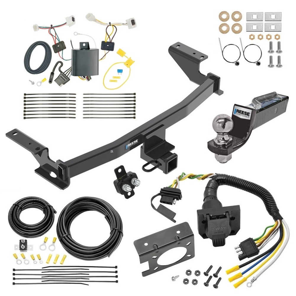 Custom Fit Trailer Hitch Wiring Harness (Plug & Play) 2" Drop Ball-Mount w/ Pin/Clip 2" Chrome Ball Trailer Connector Adapter Brake Control Wiring Kit Circuit Breaker Installation Hardware Installation Instructions 84138 85343 20506 7012a 11 Trailer Hitch Tow Package w/ 7-Way RV Wiring For 17-21 Mazda CX-5 w/ 2" Drop Mount 2" Ball Class 3 2" Receiver Reese