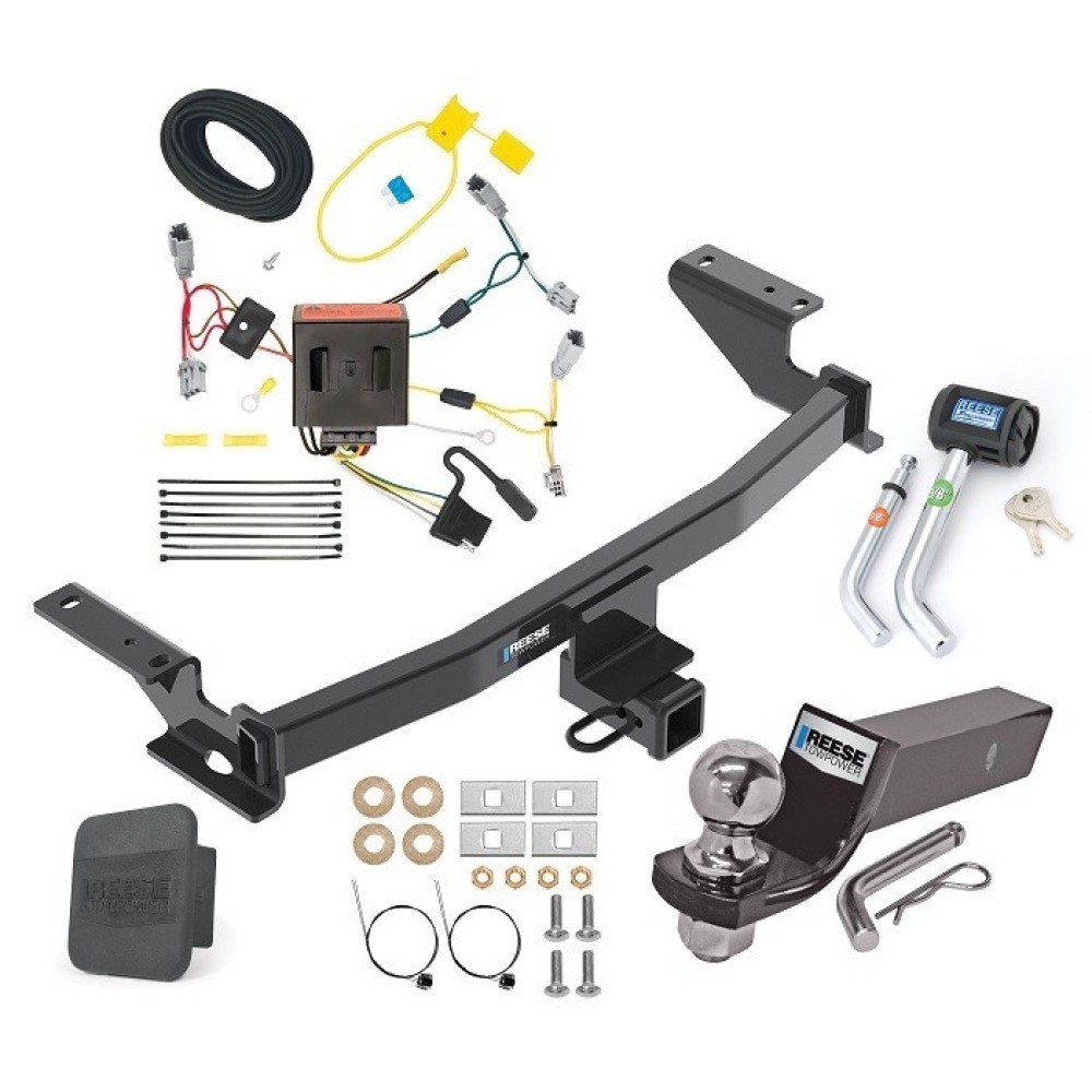 Custom Fit Trailer Hitch Wiring Harness (Plug & Play) 2" Drop Ball-Mount w/ Pin/Clip 2" Chrome Ball Security Lock Pin Rubber Hitch Plug Cover Installation Hardware Installation Instructions 84138 85793 21536 7054430 7000600 Reese Trailer Tow Reese Trailer Tow Hitch For 13-16 Mazda CX-5 Deluxe Package Wiring 2" Ball and Lock