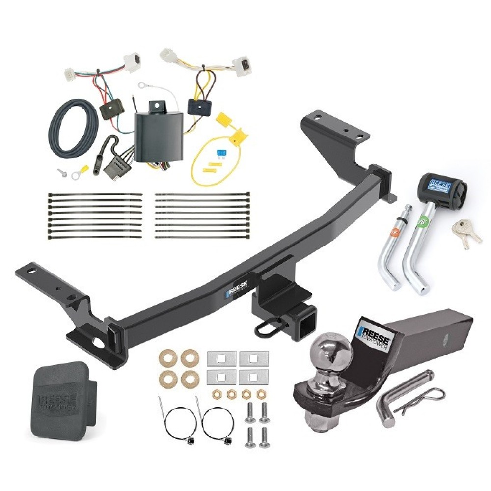 Custom Fit Trailer Hitch Wiring Harness (Plug & Play) 2" Drop Ball-Mount w/ Pin/Clip 2" Chrome Ball Security Lock Pin Rubber Hitch Plug Cover Installation Hardware Installation Instructions 84138 85964 21536 7054430 7000600 Reese Trailer Tow Reese Trailer Tow Hitch For 17-21 Mazda CX-5 Except Diesel Deluxe Package Wiring 2" Ball and Lock
