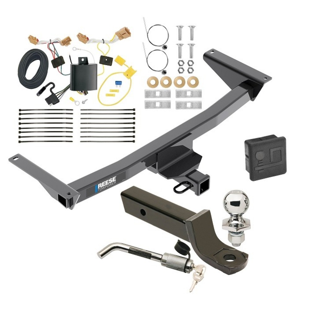 Custom Fit Trailer Hitch Wiring Harness (Plug & Play) 2" Drop Ball-Mount w/ Locking Pin/Clip 2" Chrome Ball Rubber Hitch Plug Cover Installation Hardware Installation Instructions 84176 118754 7005111 7010 Reese Trailer Tow Hitch 18-23 Volks Reese Trailer Tow Hitch For 18-24 Volkswagen Atlas Except Cross Sport Deluxe Package Wiring 2" Ball Mount and Lock