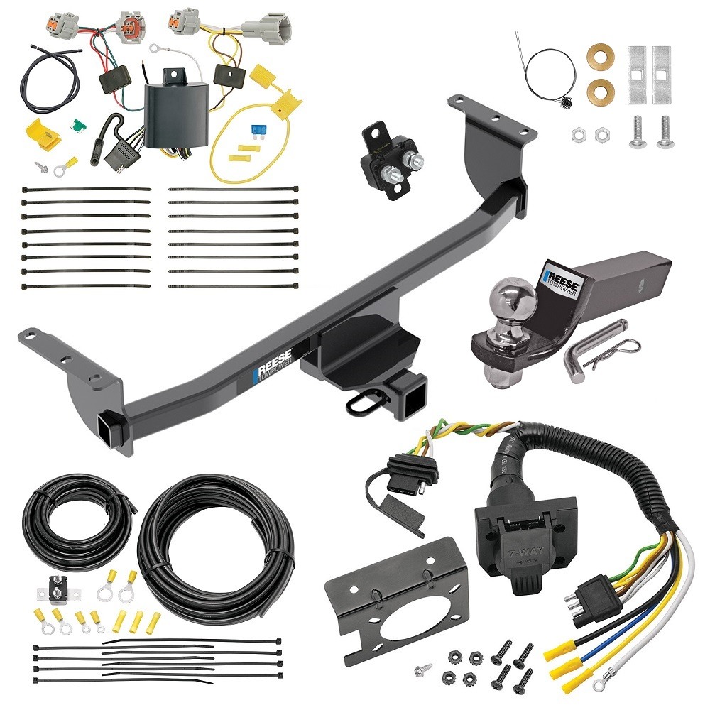 Custom Fit Trailer Hitch Wiring Harness (Plug & Play) 2" Drop Ball-Mount w/ Pin/Clip 2" Chrome Ball Trailer Connector Adapter Brake Control Wiring Kit Circuit Breaker Installation Hardware Installation Instructions 84177 85343 20506 7012a 11 Trailer Hitch Tow Package w/ 7-Way RV Wiring For 17-19 Nissan Rogue Sport w/ 2" Drop Mount 2" Ball Class 3 2" Receiver All Models Reese