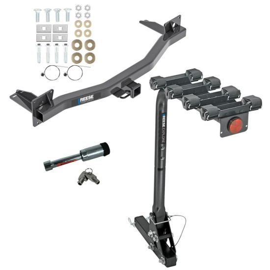 For 2018-2023 Buick Enclave Trailer Hitch kit by: Reese For 2018-2023 Buick Enclave Trailer Hitch Tow PKG w/ 4 Bike Carrier Rack + Hitch Lock By Reese Towpower