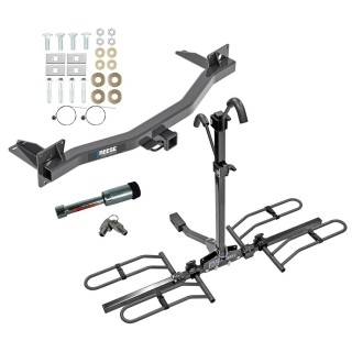 For 2018-2023 Chevrolet Traverse Trailer Hitch Tow PKG w/ 2 Bike Plaform Style Carrier Rack + Hitch Lock By Reese Towpower