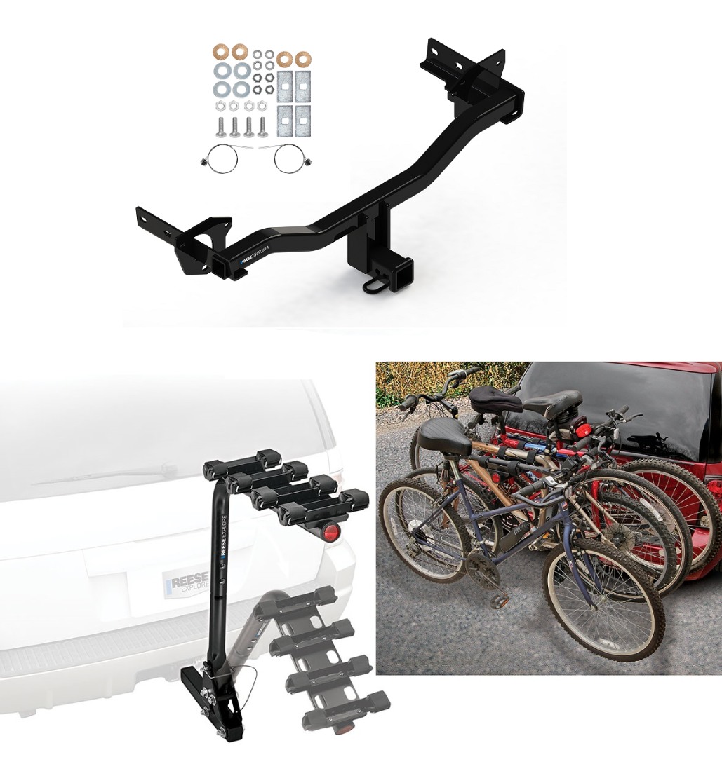 Trailer Hitch w 4 Bike Rack For 18 23 Alfa Romeo Stelvio Except Quadrifoglio Approved for Recreational Offroad Use Carrier for Adult Woman or Child