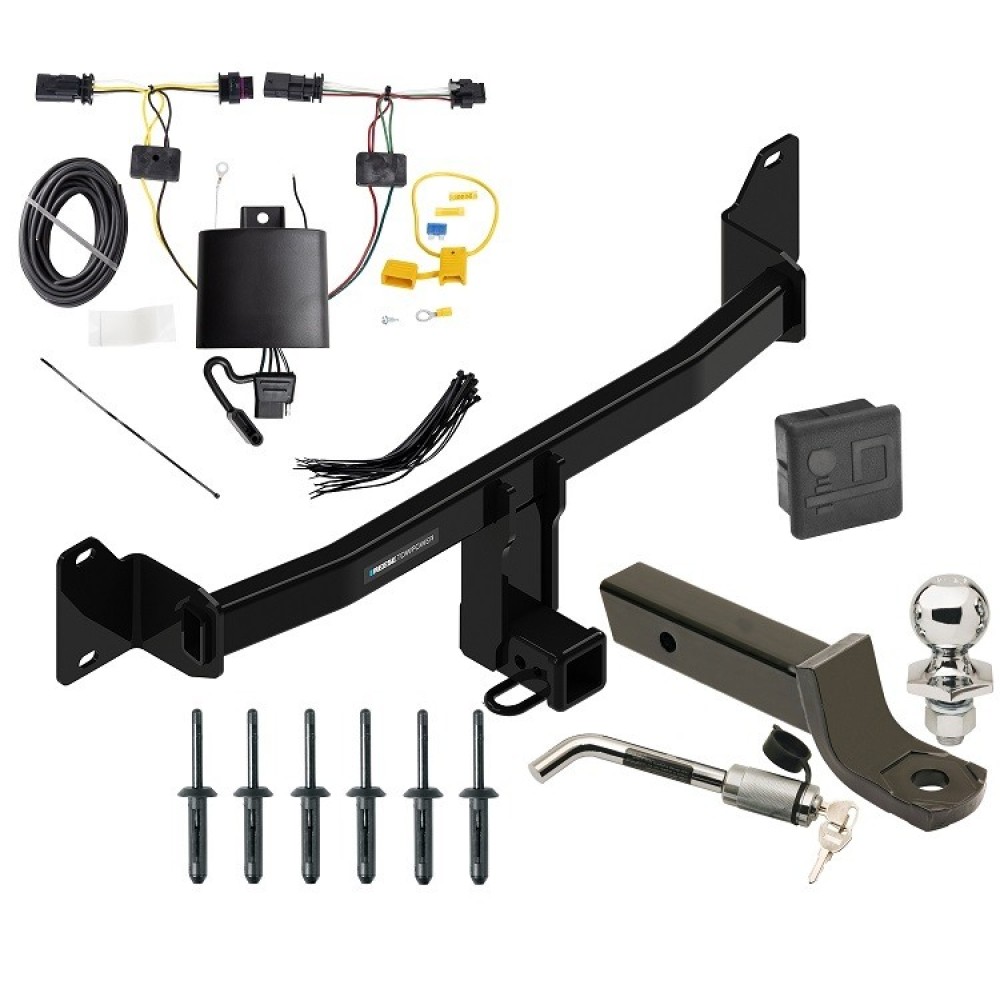 Custom Fit Trailer Hitch Wiring Harness (Plug & Play) 2" Drop Ball-Mount w/ Locking Pin/Clip 2" Chrome Ball Rubber Hitch Plug Cover Installation Hardware Installation Instructions 84200 118789 7005111 7010 Reese Towpower Trailer Tow Hitch Reese Trailer Tow Hitch For 18-23 BMW X2 Deluxe Package Wiring 2" Ball Mount and Lock