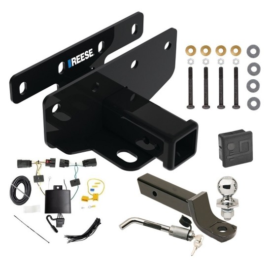Custom Fit Trailer Hitch Wiring Harness (Plug & Play) 2" Drop Ball-Mount w/ Locking Pin/Clip 2" Chrome Ball Rubber Hitch Plug Cover Installation Hardware Installation Instructions 84382 118786 7005111 7010 Reese Trailer Tow Hitch 18-23 Jee Reese Trailer Tow Hitch For 18-24 Jeep Wrangler JL (New Body Style) Deluxe Package Wiring 2" Ball Mount and Lock