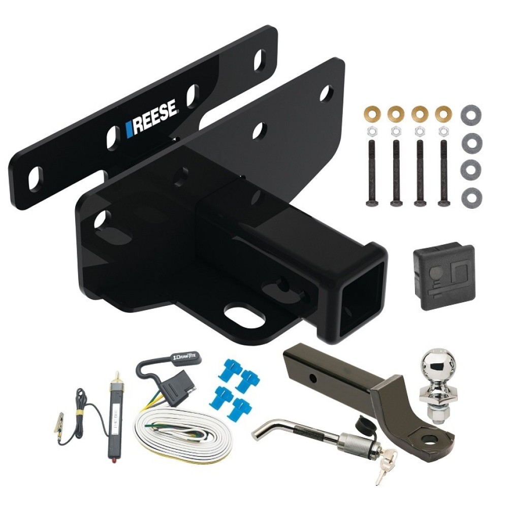 Custom Fit Trailer Hitch Wiring Harness (Requires Splicing) 2" Drop Ball-Mount w/ Locking Pin/Clip 2" Chrome Ball Rubber Hitch Plug Cover Installation Hardware Installation Instructions 84382 20252 7005111 7010 Reese Trailer Tow Hitch 07-17 Jee Reese Trailer Tow Hitch For 07-17 Jeep Wrangler 2018 JK Right Hand Drive Deluxe Package Wiring 2" Ball Mount and Lock