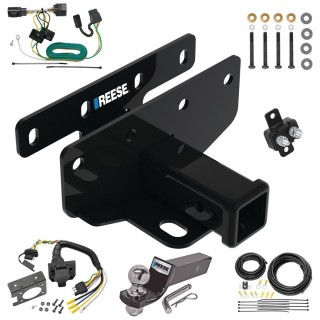 Custom Fit Trailer Hitch Wiring Harness (Plug & Play) 2" Drop Ball-Mount w/ Pin/Clip 2" Chrome Ball Trailer Connector Adapter Brake Control Wiring Kit Circuit Breaker Installation Hardware Installation Instructions 84382 85343 20506 7012a 11 Trailer Hitch Tow Package w/ 7-Way RV Wiring For 07-17 Jeep Wrangler 2018 JK Except w/Right Hand Drive w/ 2" Drop Mount 2" Ball Class 3 2" Receiver Reese