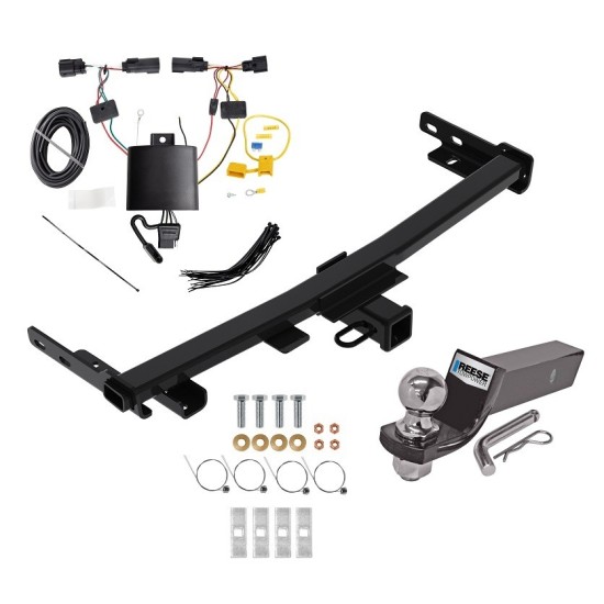 Custom Fit Trailer Hitch Wiring Harness (Plug & Play) 2" Drop Ball-Mount w/ Pin/Clip 2" Chrome Ball Installation Hardware Installation Instructions 84392 118779 21536 Reese Trailer Tow Hitch 19-23 Jeep Cherokee Trailhawk Complete Package Wir Reese Trailer Tow Hitch For 19-23 Jeep Cherokee Trailhawk Complete Package w/ Wiring and 2" Ball