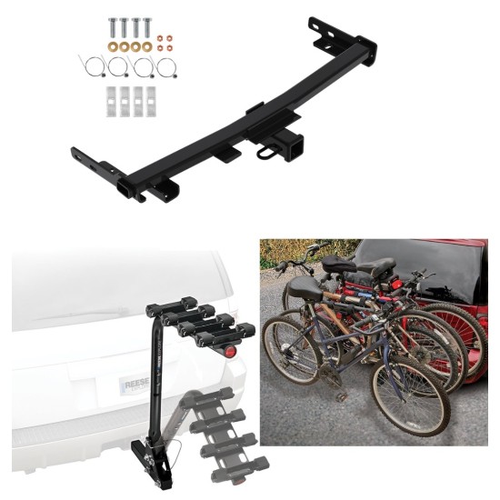 Custom Fit Trailer Hitch 4 Bike Carrier Installation Hardware Installation Instructions 84392 63124 Reese Trailer Hitch 4 Bike Rack 14-23 Jeep Cherokee Trailhawk Approved Recreational Offroad Use Carrier Adult Woman or Child Bicycles Foldable 14 15 16 17 Reese Trailer Hitch w/ 4 Bike Rack For 14-23 Jeep Cherokee Trailhawk Approved for Recreational & Offroad Use Carrier for Adult Woman or Child Bicycles Foldable