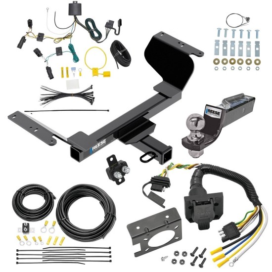 Custom Fit Trailer Hitch Wiring Harness (Plug & Play) 2" Drop Ball-Mount w/ Pin/Clip 2" Chrome Ball Trailer Connector Adapter Brake Control Wiring Kit Circuit Breaker Installation Hardware Installation Instructions 84419 85343 20506 7012a 1 Trailer Hitch Tow Package w/ 7-Way RV Wiring For 18-24 GMC Terrain Except Diesel w/ 2" Drop Mount 2" Ball Class 3 2" Receiver Reese