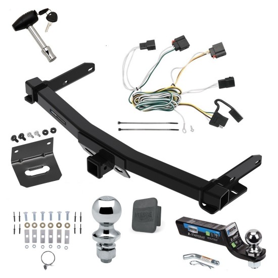 Custom Fit Trailer Hitch Wiring Harness (Plug & Play) 2" Drop Ball-Mount w/ Pin/Clip 2" Chrome Ball Security Lock Pin & Key 1-7/8" Chrome Ball 4-Flat Mounting Bracket Rubber Hitch Plug Cover Installation Hardware Installation Instru Ultimate Tow Package For 11-13 Jeep Grand Cherokee Exc SRT-8 Trailer Hitch w/ Wiring 2" Drop Mount Dual 2" and 1-7/8" Ball Lock Bracket Cover 2" Receiver Reese