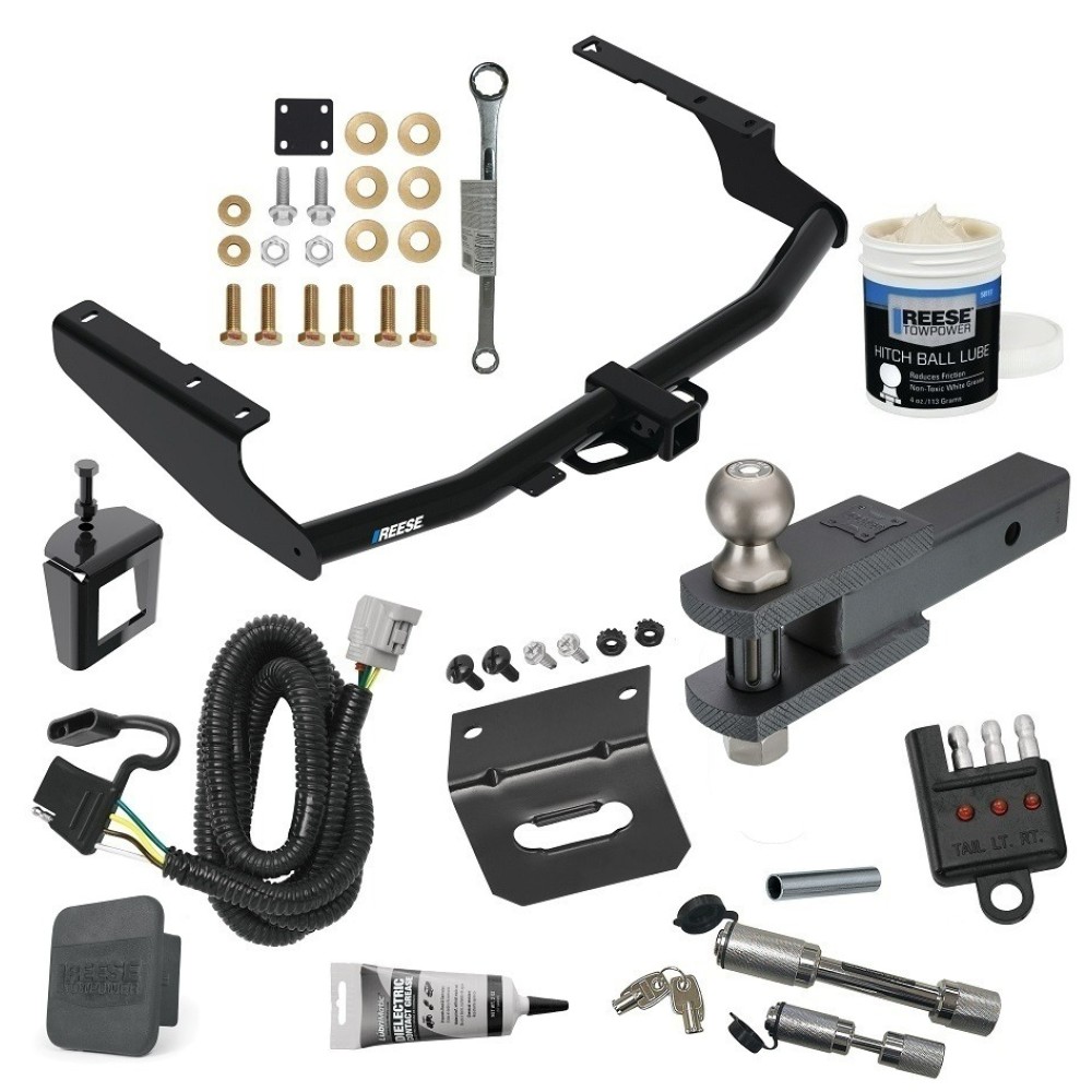 For 2018-2019 Lexus RX350L Trailer Hitch kit by: Reese For 2018-2019 Lexus RX350L Trailer Hitch Tow PKG w/ 4-Flat Wiring + Clevis Hitch Ball Mount w/ 2" Ball + Wiring Bracket + Hitch Cover + Dual Hitch & Coupler Locks + Wiring Tester + Ball Lube + Electric Grease + Ball Wrench + Anti Rattle Device (F
