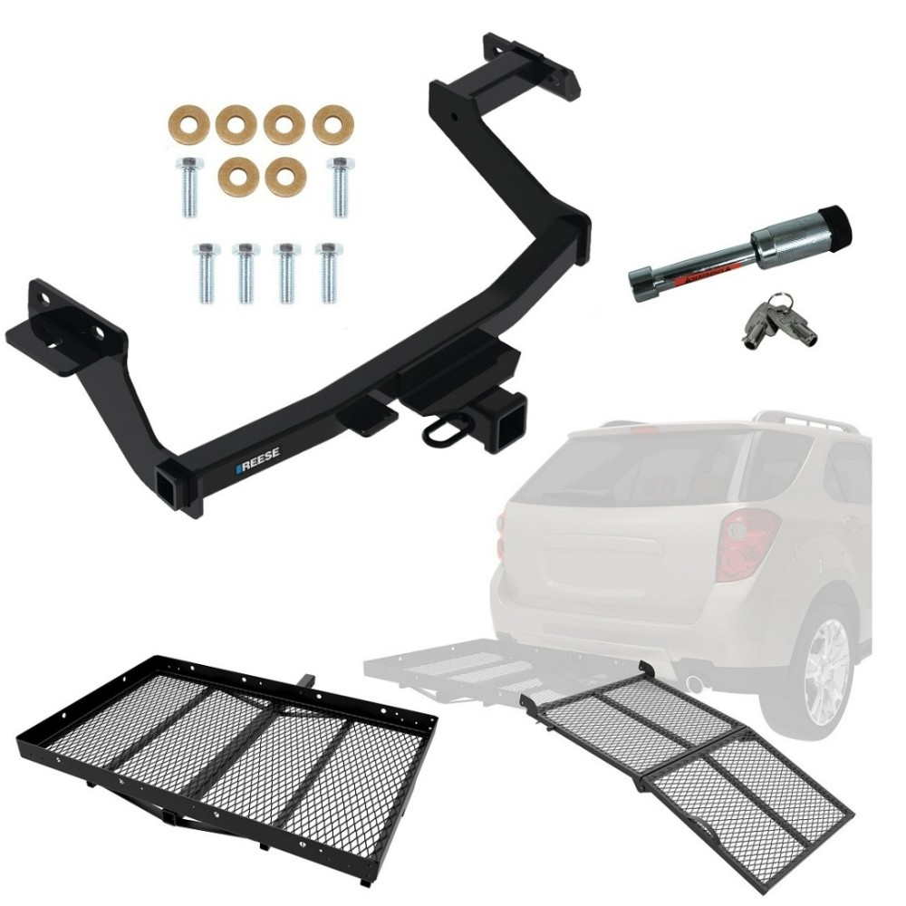 For 2022-2024 Hyundai Santa Cruz Trailer Hitch Tow PKG w/ Cargo Carrier + Bi-Fold Ramp + Hitch Lock By Reese Towpower
