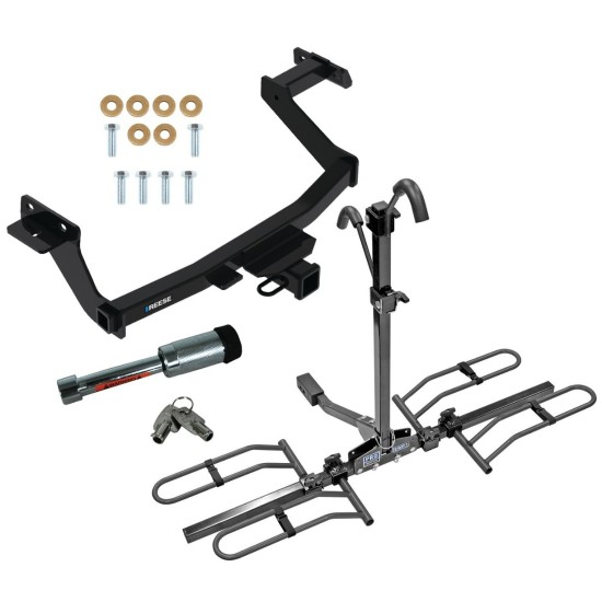 For 2022-2024 Hyundai Santa Cruz Trailer Hitch kit by: Reese For 2022-2024 Hyundai Santa Cruz Trailer Hitch Tow PKG w/ 2 Bike Plaform Style Carrier Rack + Hitch Lock By Reese Towpower