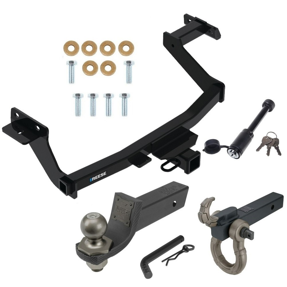 For 2022-2024 Hyundai Santa Cruz Trailer Hitch Tow PKG + Interlock Tactical Starter Kit w/ 2" Drop & 2" Ball + Tactical Hook & Shackle Mount + Tactical Dogbone Lock By Reese Towpower