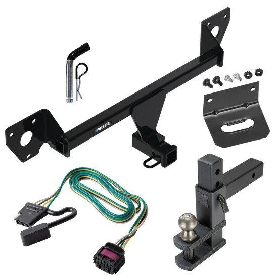 For 2021-2023 Chevrolet Trailblazer Trailer Hitch Tow PKG w/ 4-Flat Wiring Harness + Adjustable Drop Rise Clevis Hitch Ball Mount w/ 2" Ball + Pin/Clip + Wiring Bracket (For w/Active Towplug Models) By Reese Towpower