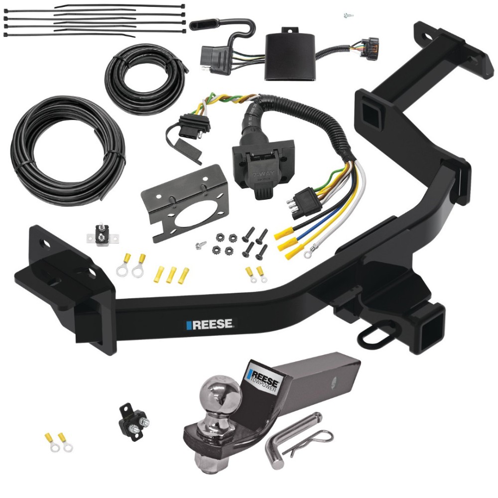 Trailer Hitch Tow Package w/ 7-Way RV Wiring For 21-23 Hyundai Santa Fe w/ 2" Drop Mount 2" Ball Class 3 2" Receiver All Models Reese