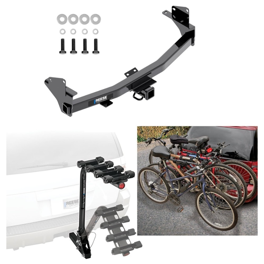 Trailer Hitch w/ 4 Bike Rack For 15-22 Chevrolet Colorado 15-22 GMC Canyon Approved for Recreational & Offroad Use Carrier for Adult Woman or Child Bicycles Foldable