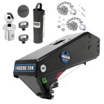 Reese Goose Box 20K Gen 3 for Lippert & Fabex + Safety Chains & Reese Elite Pop-In Ball for Ford Super Duty and Nissan Titan XD