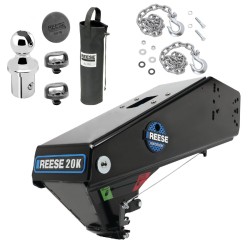 Reese Goose Box 20K Gen 3 for Lippert & Fabex + Safety Chains & Reese Elite Pop-In Ball for Ford Super Duty and Nissan Titan XD