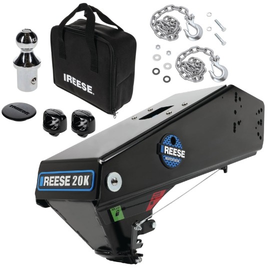 Reese Goose Box 20K Gen 3 with Safety Chains & GM Pop-In Gooseneck Ball Reese Goose Box 20K Gen 3 with Safety Chains and GM Pop-In Gooseneck Ball for Lippert and Fabex