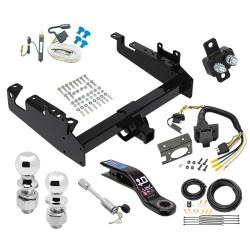 Reese Trailer Tow Hitch For 19-24 Ford F-350 F-450 F-550 Cab and Chassis w/ 7-Way Wiring Kit 2-5/16" and 2" Ball 10" Long 3" Drop Draw Bar and Towing Lock