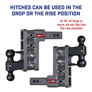 GEN-Y Mega-Duty 32K 6″ Drop Adjustable Dual-Ball Trailer Hitch 3″ Receiver GEN-Y Mega-Duty 32K 6 Inch Drop Adjustable Dual-Ball Trailer Hitch 3 Inch Receiver