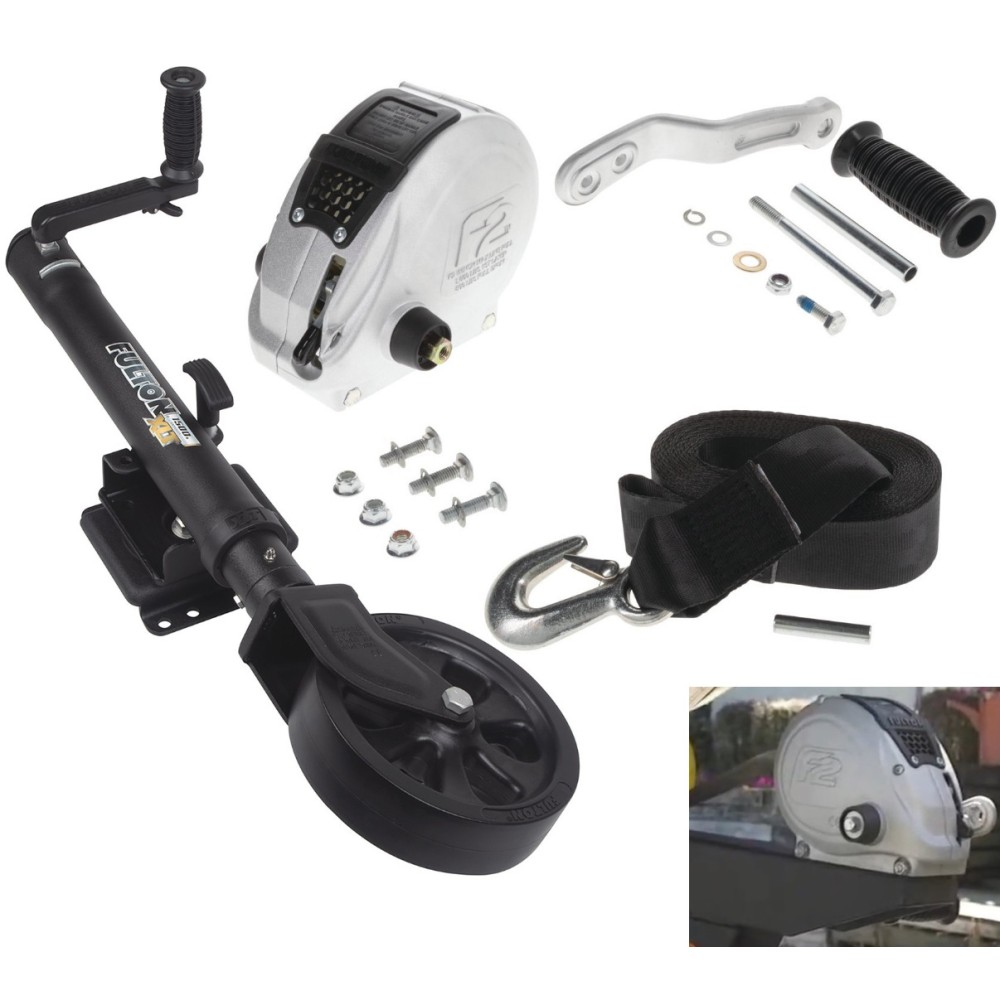 Fulton F2 Boat Trailer Winch Single-Speed 1600 lbs + XLT Tactical Black Trailer Jack Sharkskin Saltwater Tested 1500 lbs Lift Lifetime Warranty + Hardware Bolt-On Side Mount Fulton F2 Boat Trailer Winch Single-Speed 1600 lbs + XLT Tactical Black Trailer Jack Sharkskin Saltwater Tested 1500 lbs Lift Lifetime Warranty + Hardware Bolt-On Side Mount