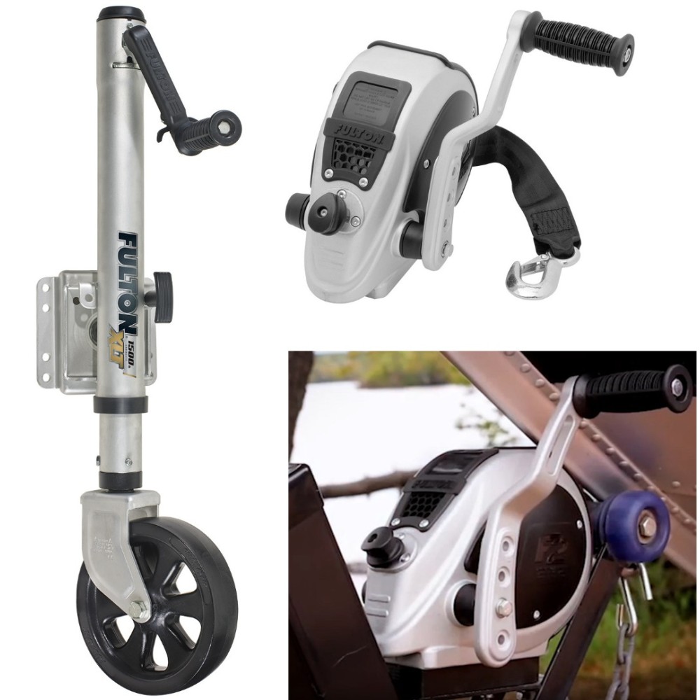 Fulton F2 Boat Trailer Winch Single-Speed 2000 lbs + XLT Trailer Jack Sharkskin Saltwater Tested 1500 lbs Lift Lifetime Warranty + Hardware Bolt-On Side Mount Fulton F2 Boat Trailer Winch Single-Speed 2000 lbs + XLT Trailer Jack Sharkskin Saltwater Tested 1500 lbs Lift Lifetime Warranty + Hardware Bolt-On Side Mount