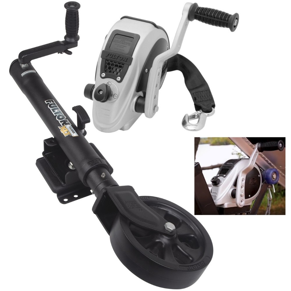 Fulton F2 Boat Trailer Winch Single-Speed 2000 lbs + XLT Tactical Black Trailer Jack Sharkskin Saltwater Tested 1500 lbs Lifetime Warranty + Hardware Bolt-On Side Mount Fulton F2 Boat Trailer Winch Single-Speed 2000 lbs + XLT Tactical Black Trailer Jack Sharkskin Saltwater Tested 1500 lbs Lifetime Warranty + Hardware Bolt-On Side Mount