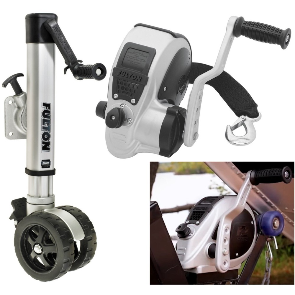 Fulton F2 Boat Trailer Winch Single-Speed 3200 lbs + F2 Trailer Jack 1600 lbs Lifetime Warranty + Hardware Bolt-On Side Mount Fulton F2 Boat Trailer Winch Single-Speed 3200 lbs + F2 Trailer Jack 1600 lbs Lifetime Warranty + Hardware Bolt-On Side Mount