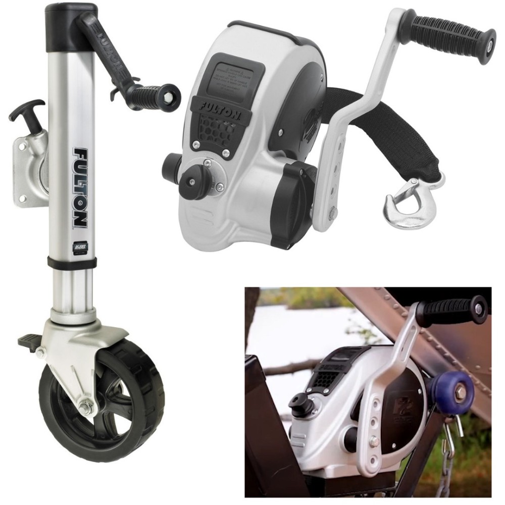Fulton F2 Boat Trailer Winch Single-Speed 3200 lbs + F2 Trailer Jack 1600 lbs Lifetime Warranty + Hardware Bolt-On Side Mount Fulton F2 Boat Trailer Winch Single-Speed 3200 lbs + F2 Trailer Jack 1600 lbs Lifetime Warranty + Hardware Bolt-On Side Mount