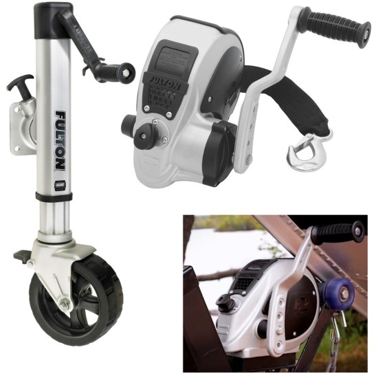 Fulton F2 Boat Trailer Winch Single-Speed 3200 lbs + F2 Trailer Jack 1600 lbs Lifetime Warranty + Hardware Bolt-On Side Mount Fulton F2 Boat Trailer Winch Single-Speed 3200 lbs + F2 Trailer Jack 1600 lbs Lifetime Warranty + Hardware Bolt-On Side Mount