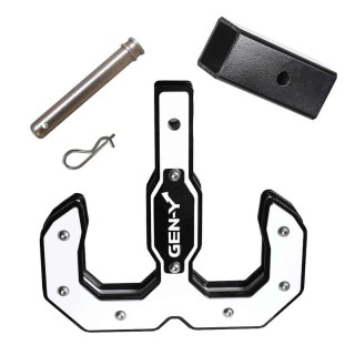GEN-Y Hulk 16K Tow Hook and Hitch Step with 2" Receiver, White Finish, Reducer Sleeve Included