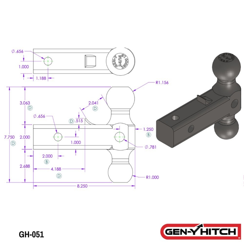 GEN-Y 16K Dual-Ball Mount 2" Shank Heavy Duty Adjustable Hitch Attachment GEN-Y 16K Dual-Ball Mount 2 Inch Shank Heavy Duty Adjustable Trailer Hitch