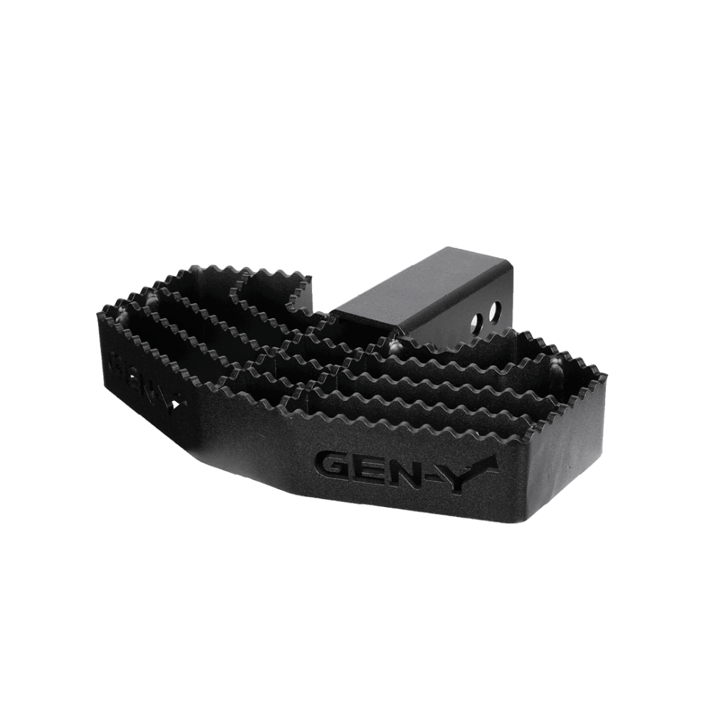 GEN-Y Serrated Hitch Step & Boot Scraper 2.5″ Receiver 3/4″ Pin Holes 500 lb Capacity GEN-Y Serrated Hitch Step & Boot Scraper 2.5″ Receiver 3/4″ Pin Holes 500 lb Capacity