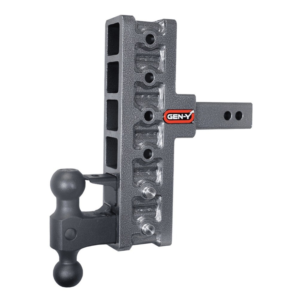 GEN-Y Mega-Duty 16K adjustable drop & rise trailer hitch with pintle lock and dual ball mount
