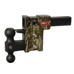 GEN-Y Mega-Duty 10K 5 Inch Drop Adjustable Trailer Hitch w/ Pintle Lock Dual-Ball 2 Inch Tow Receiver Mount Mossy Oak Hydro Dipped Heavy Duty Truck TJ-GH-323-MO GH-031 GH-032