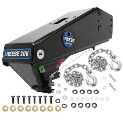 Reese Goose Box 20k w/ Safety Chains Gen 3 Easy Installation Replaces 94720 94622 For Short Long Bed Trucks Gooseneck Adapter for Lippert Fabex Rhino Keystone Jayco Forest River Grand Design + Other Fifth Wheels and Pin Boxes