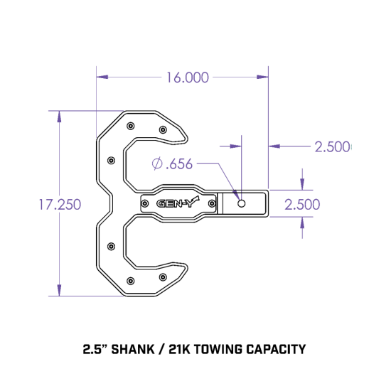 GEN-Y Hulk 21K Double Tow Hook and Hitch Step for 2.5" Receiver – Red/Black