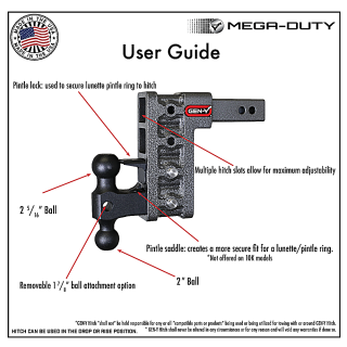 GEN-Y Mega-Duty 32K 6″ Drop Adjustable Dual-Ball Trailer Hitch 3″ Receiver GEN-Y Mega-Duty 32K 6 Inch Drop Adjustable Dual-Ball Trailer Hitch 3 Inch Receiver