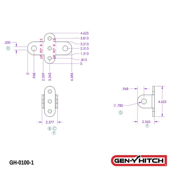 GEN-Y Hitch Installation Bracket Kit for Adjustable Stabilizer Bar 2" Receiver GEN-Y Hitch Replacement Installation Bracket Kit for Stabilizer Bar 2 Inch Receiver