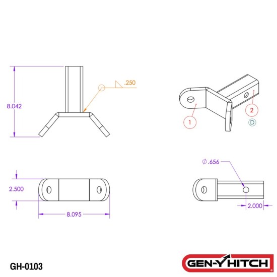 GEN-Y 16K Replacement Y Shank and WYE Bracket for Adjustable Stabilizer Bar Kit GH0103 GEN-Y 16K Replacement Y Shank and WYE Bracket for 2 Inch Trailer Hitch Stabilizer Kit