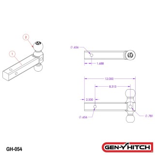 GEN-Y 16K Dual-Ball Mount – Heavy Duty 2" Shank Hitch for Trailers GEN-Y 16K Dual-Ball Hitch Mount with 2 Inch Shank and 12 Inch Extended Length