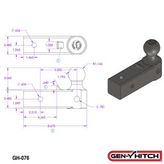GEN-Y Heavy Duty Ball Mount 21K with 2.5" Shank – 2-5/16" Hitch Ball GEN-Y 21K Single Ball Mount with 2.5 Inch Shank and 2-5/16 Inch Ball