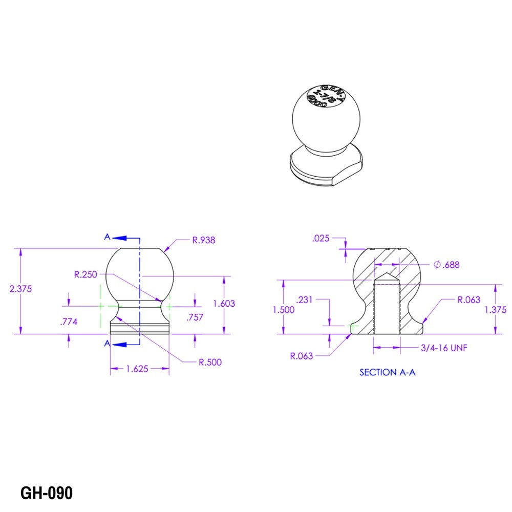 GEN‑Y bolt‑on 1‑7/8 inch hitch ball on black steel dual‑ball mount