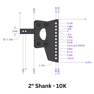 GEN-Y Boss Torsion-Flex Weight Distribution Hitch Shank 2 Inch Receiver 10K GTW